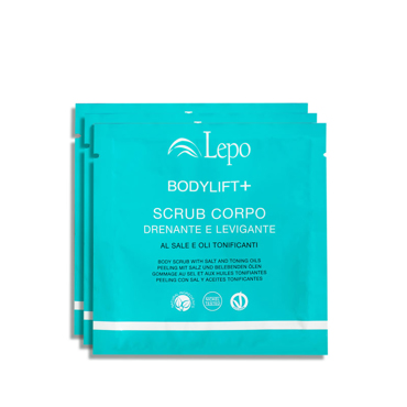 Lepo Bodylift+ Draining and Relieving Body Scrub Σκραμπ Σώματος για Αποστράγγιση και Λείανση της Επιδερμίδας, με Αλάτι και Τονωτικά Έλαια Πακέτο 3 Θεραπειών 3 x 40 g